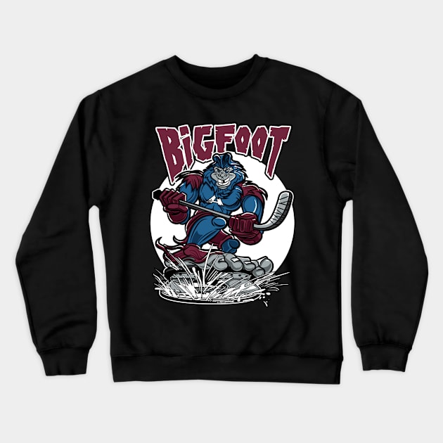 Bigfoot Hockey Player Mascot Crewneck Sweatshirt by eShirtLabs